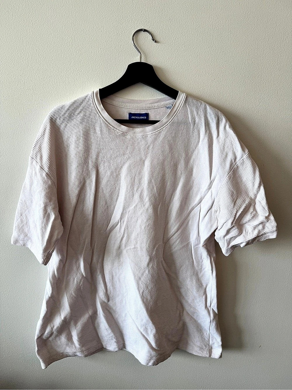 JACK & JONES Textured Short Sleeve Tee in White - Large